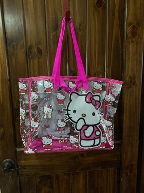 Hello Kitty Clear Tote Bag with Hot Pink Trim and Handles